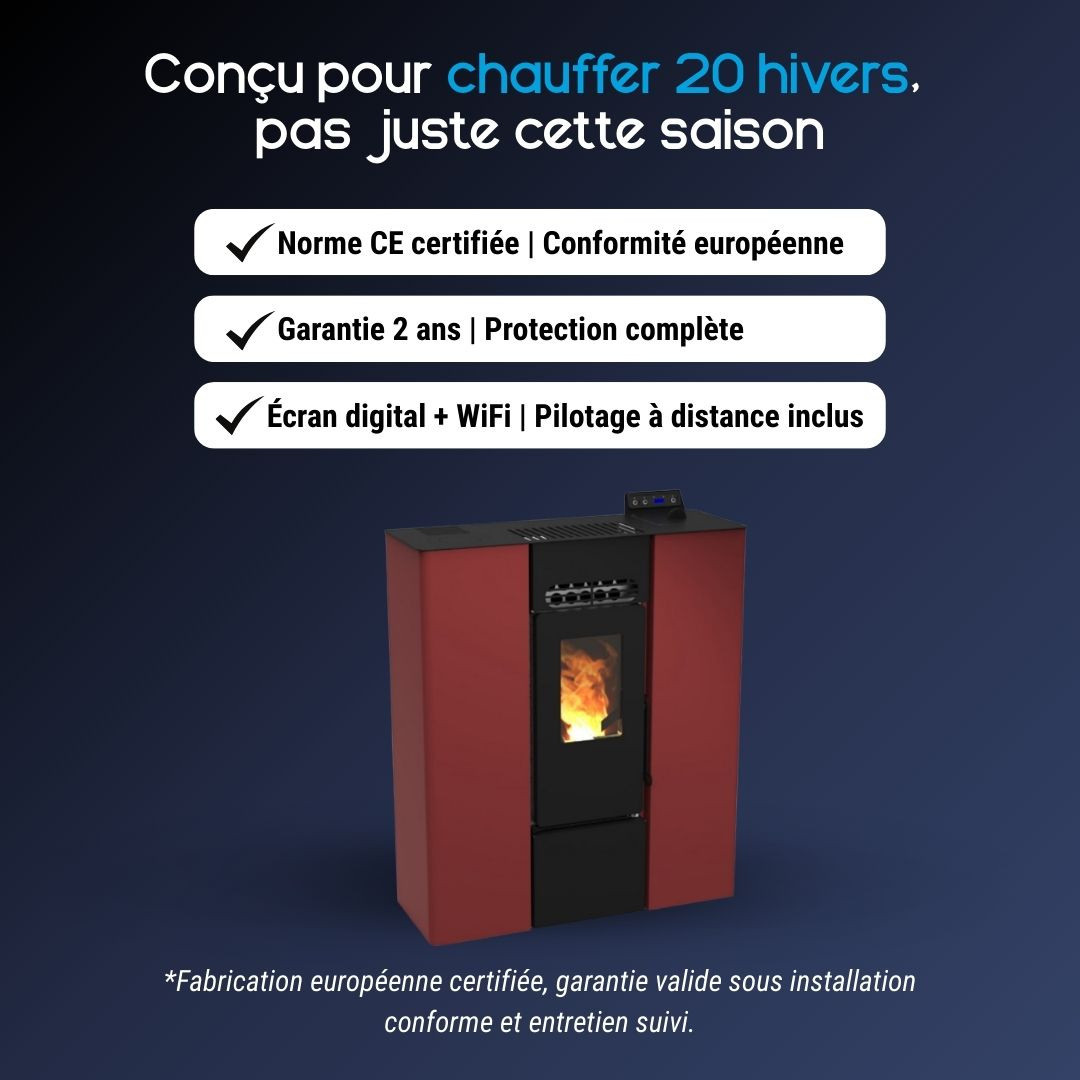Avantages du poêle à granulés design moderne Linea VZ 8 kW rouge