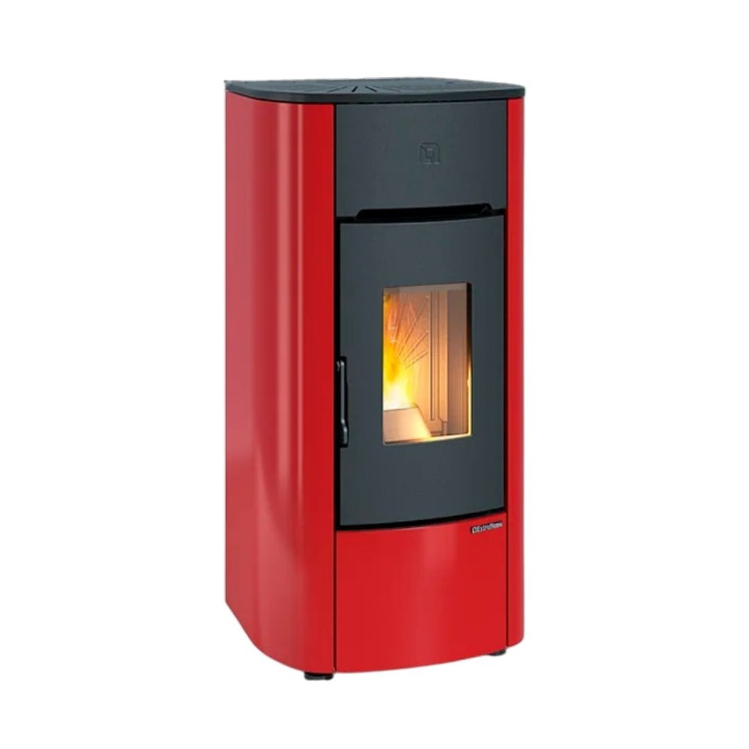 Poêle à granulés Mariella bordeaux 7 kW avec sortie de ventilation frontale