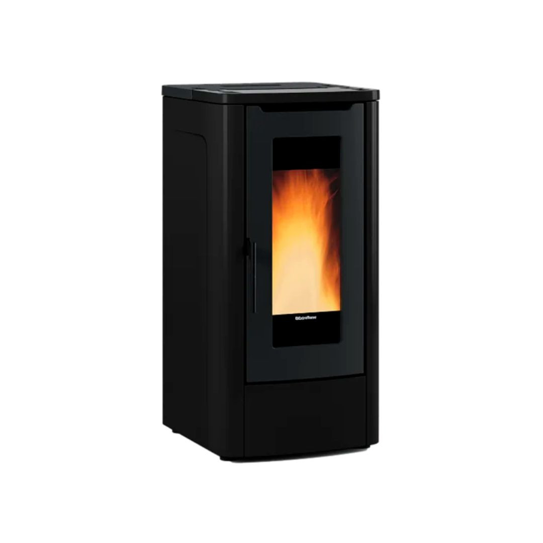Poêle à granulés ventilé Teorema noir 10 kW vue produit