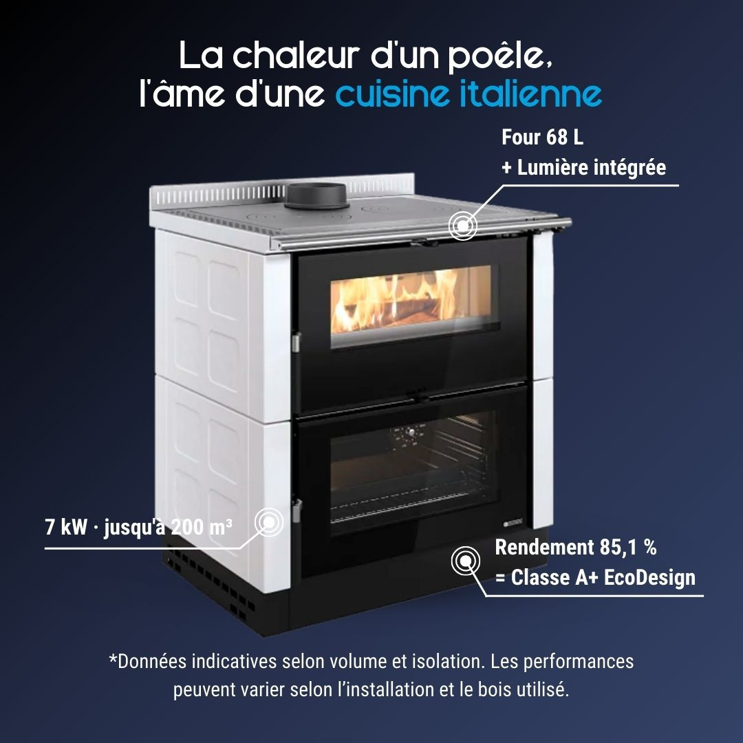 Cuisinière à bois avec four émaillé 78 L Verona XXL 7 kW