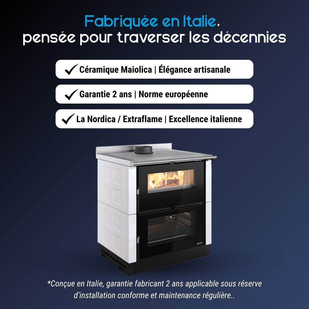 Cuisinière à bois Verona XXL porte double vitre façade fonte émaillée