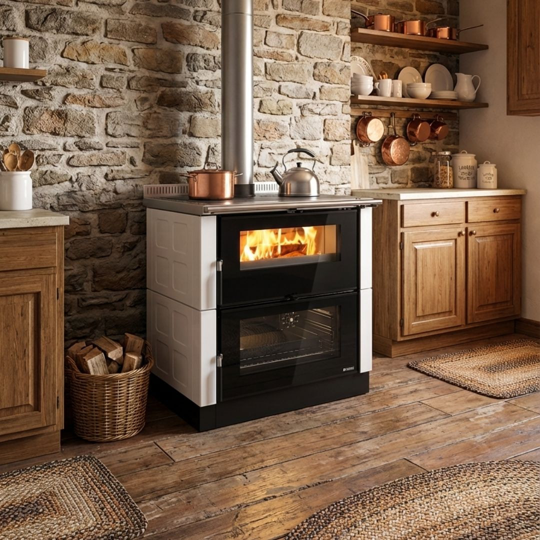 Cuisinière à bois Verona XXL tiroir rangement bûches inférieur