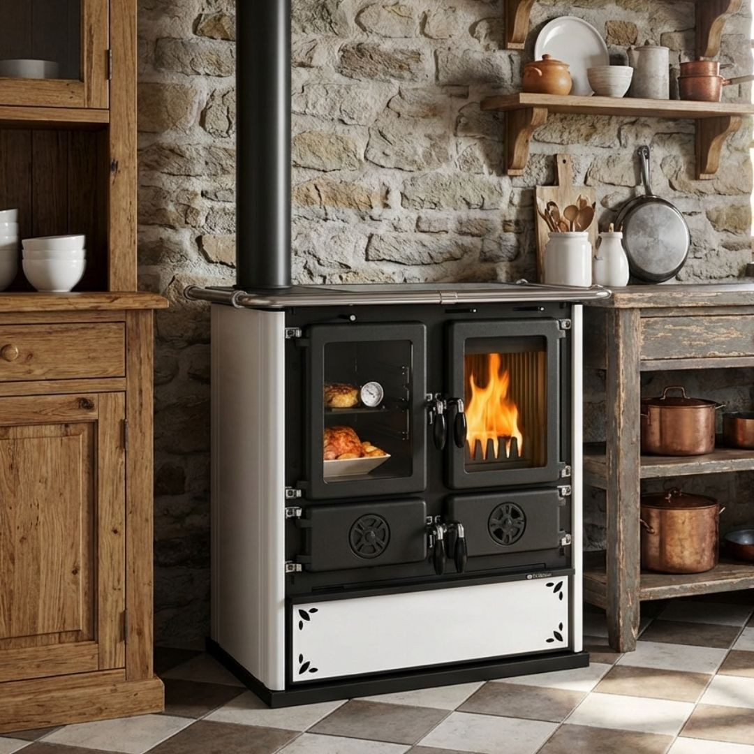 Cuisinière à bois 7,9 kW Rosetta Sinistra rendement 86,9 %