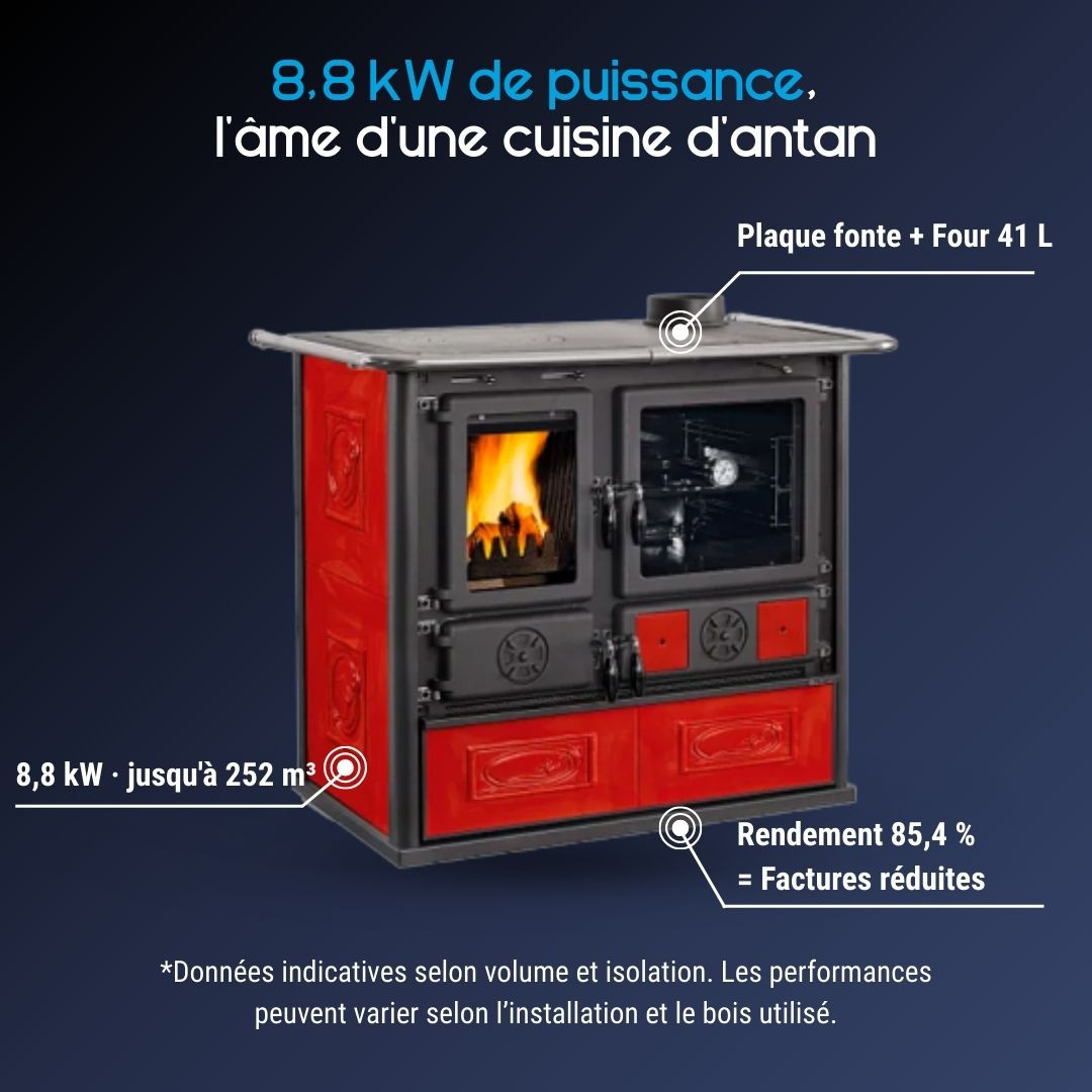 Cuisinière à bois Rosa 5.0 8,8 kW cuisson traditionnelle au feu de bois