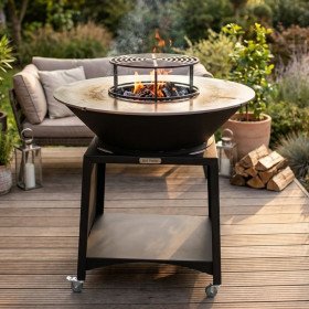 Brasero Brasinox Fiesta Plancha Ø100 cm en inox vue de face