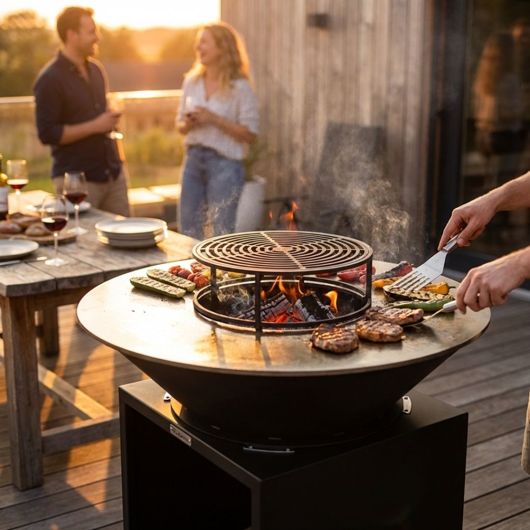 Brasero Plancha En Acier Avec Grille De Cuisson En Extérieur
