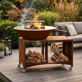 Brasero barbecue plancha Brasinox Fiesta Ø75 cm installation terrasse extérieure