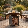 Brasero barbecue Ø75 cm acier avec plaque inox installation terrasse