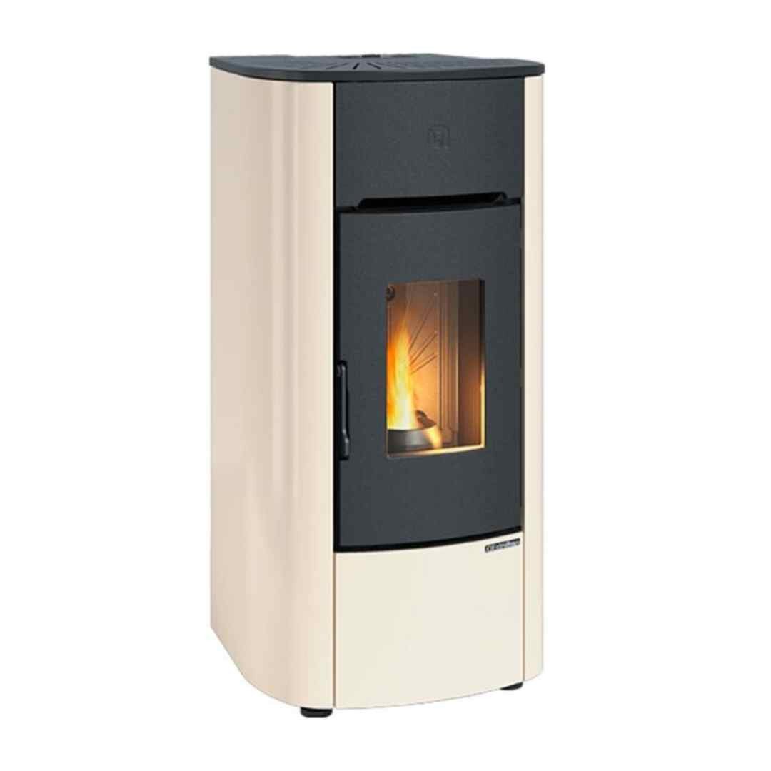 Poêle à granulés canalisée Angelica Plus Evo 8 kW coloris ivoire vue de face