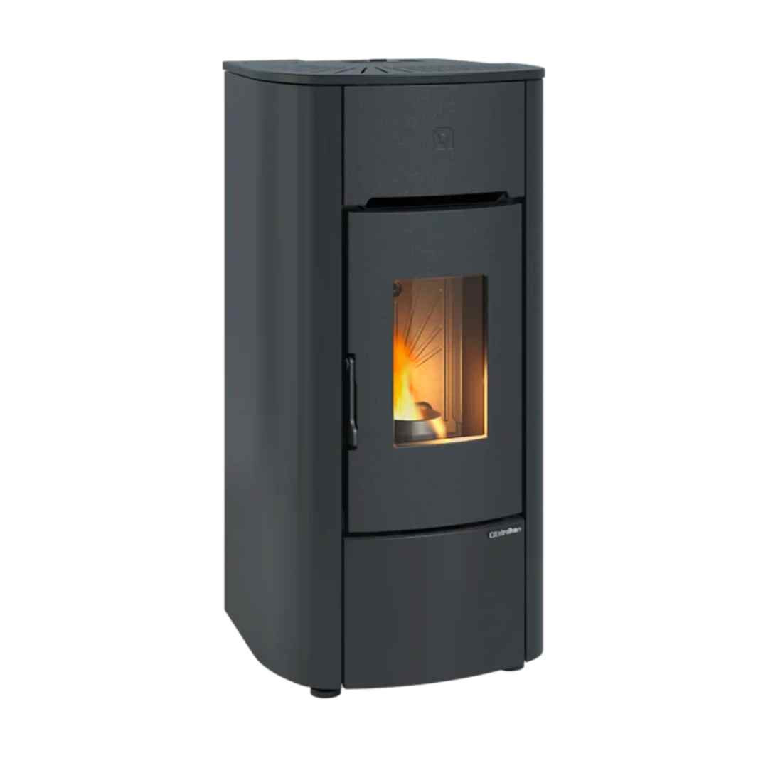 Poêle à granulés canalisable Angelica Plus Evo 8 kW noir anthracite vue avant