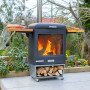 Barbecue à bois Hestia 600 Heat & Grill avec feu visible et tablettes latérales en bois