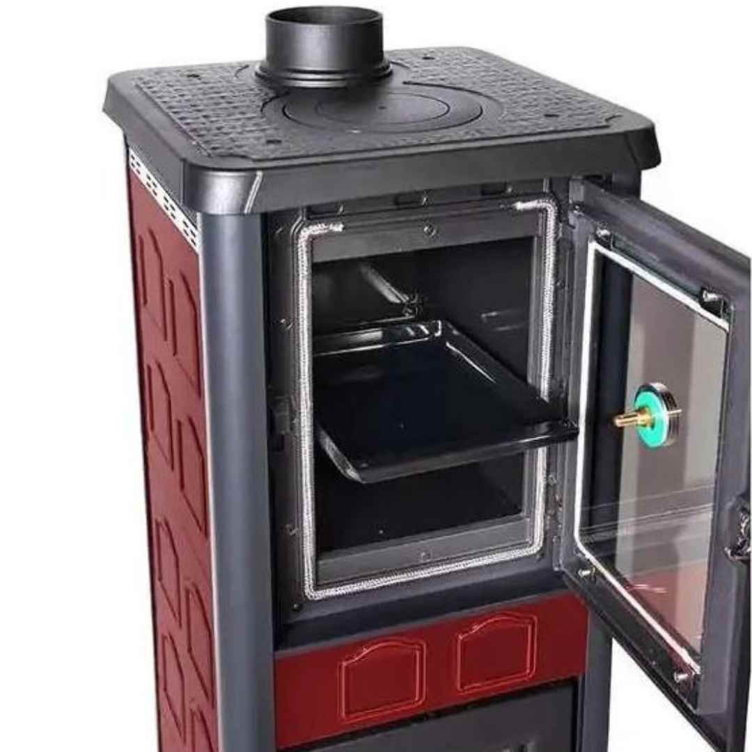 Four du poêle à bois Gemma Forno.165 Ceramica 7,3 kW avec porte ouverte