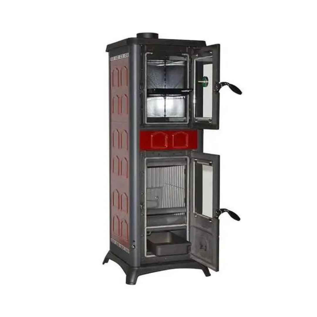 Poêle à bois avec four Gemma Forno.165 Ceramica 7,3 kW avec portes ouvertes