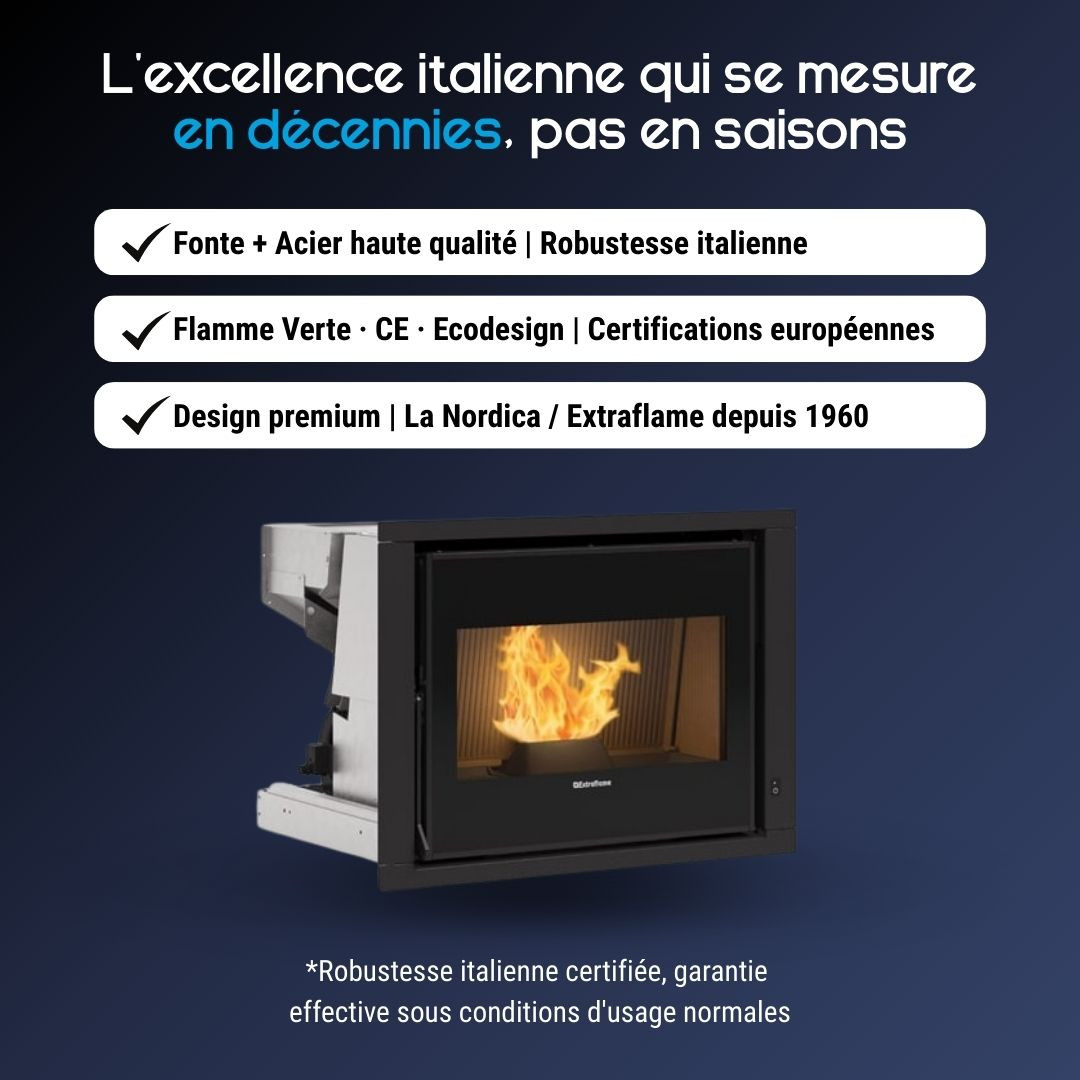 Avantages de l’insert à granulés moderne Comfort P70 Air H49 en fonte