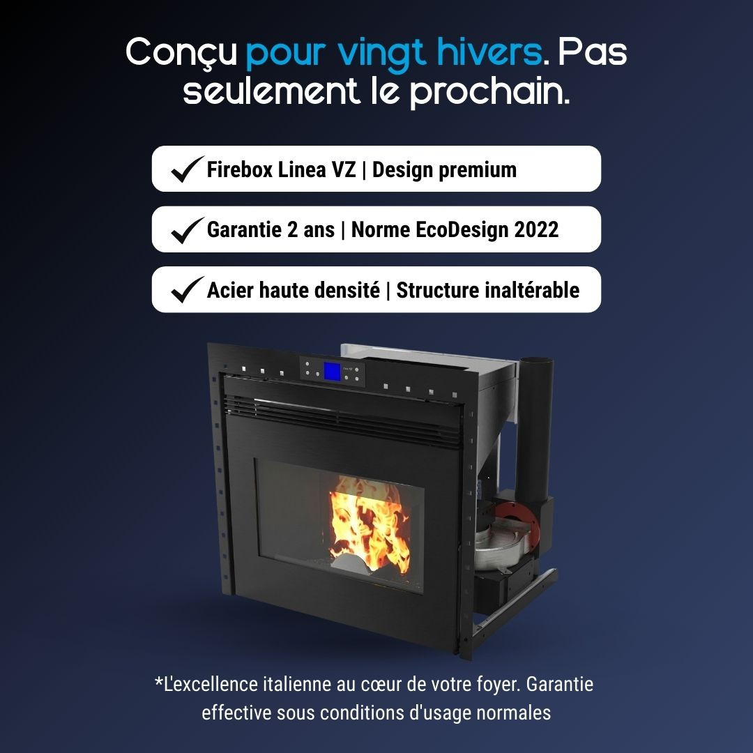 Insert à granulés Firebox Linea VZ 10 kW EcoDesign 2022 avec structure inaltérable