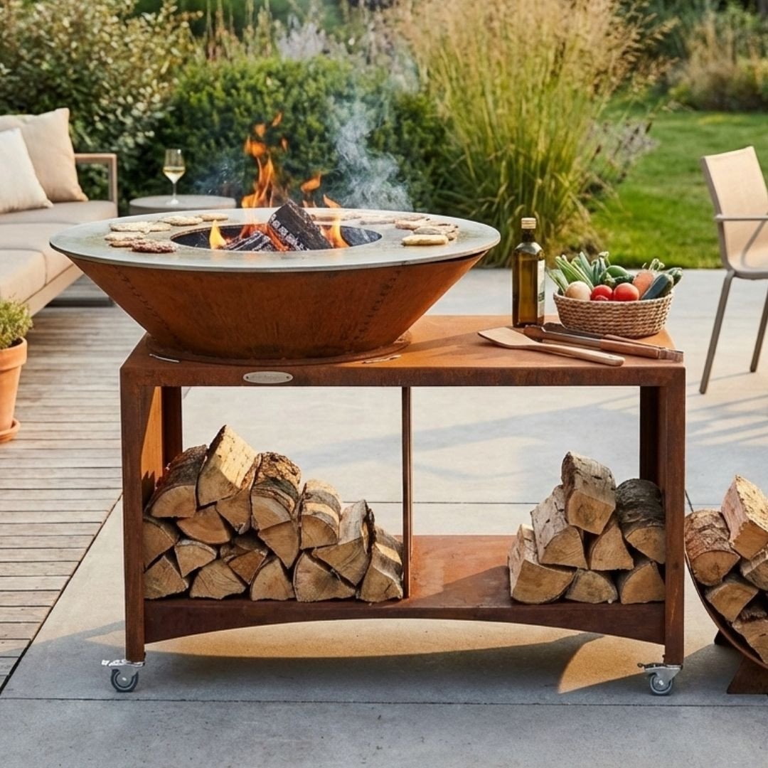 Brasero Plancha XXL Fiesta 100 cm en Acier Corten
