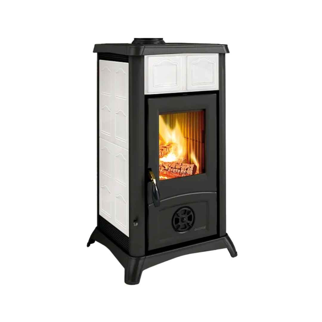 Poêle à bois Gemma Lean Ceramica 6,5 kW en céramique blanche