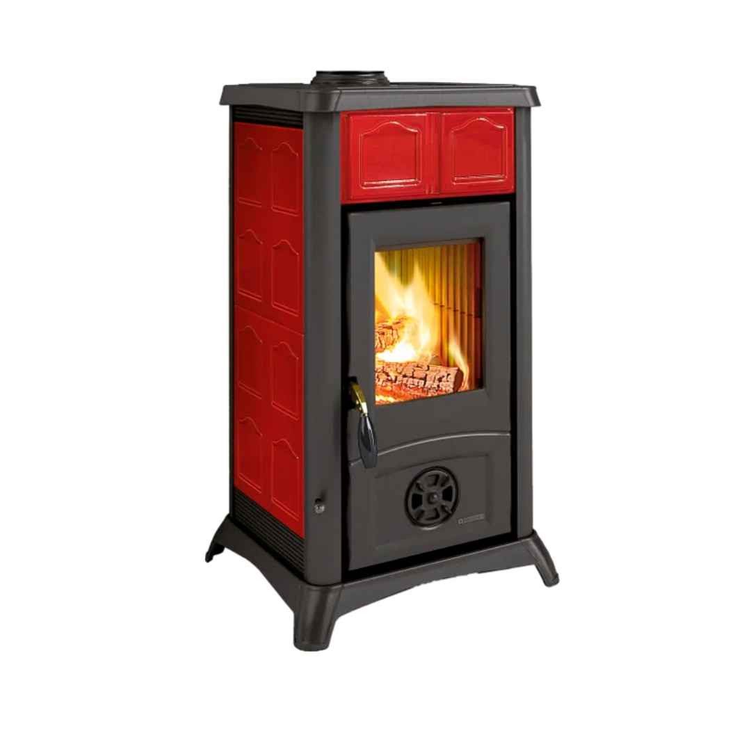 Poêle à bois Gemma Lean Ceramica 6,5 kW en céramique rouge