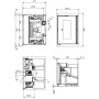 Schéma technique avec dimensions de l’insert cheminée à granulés Comfort P85 12 kW