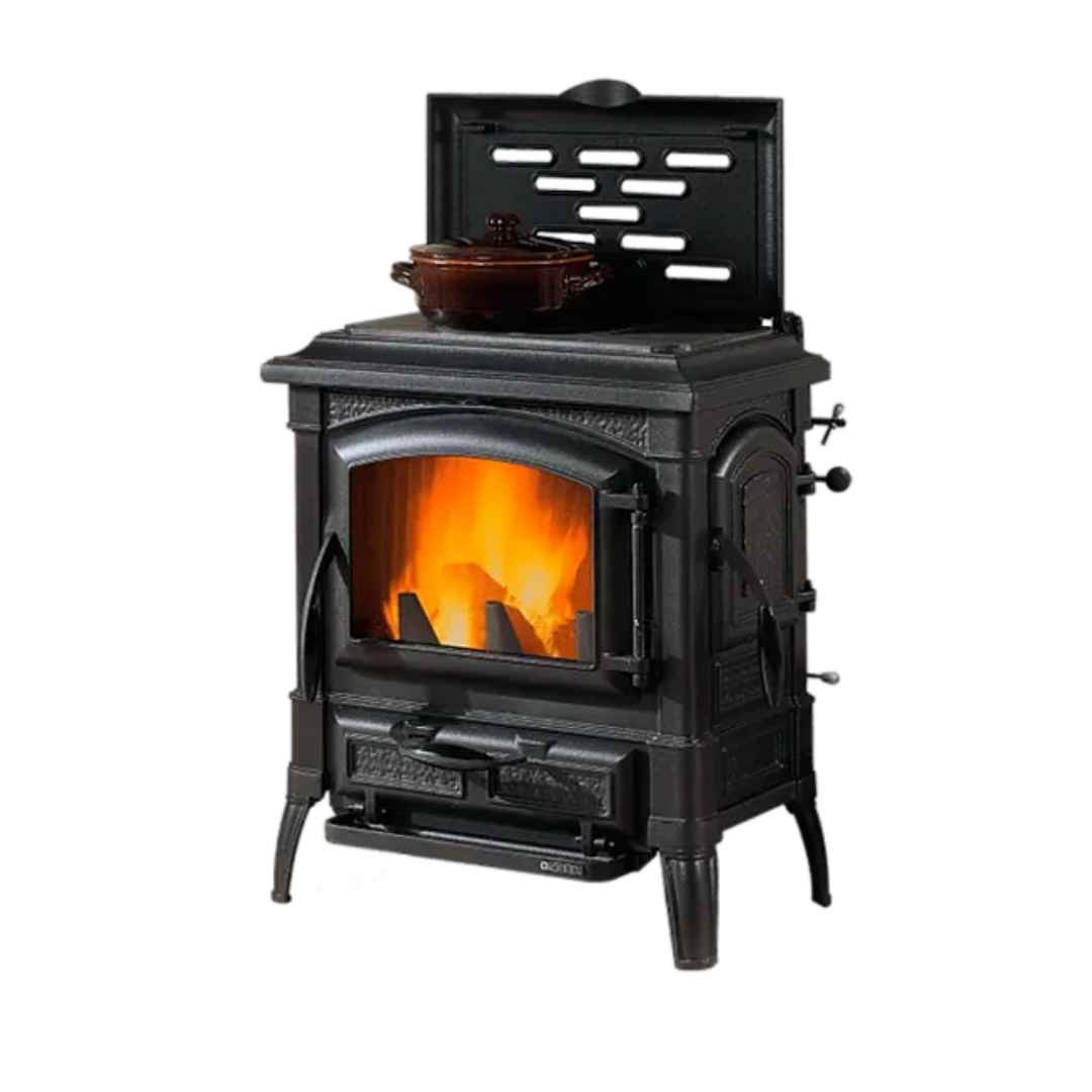 Poêle à bois avec plaque de cuisson ISETTA CC LEAN 7,7 kW vue de face