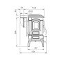 Schéma technique du poêle à bois en fonte ISETTA LEAN 7,7 kW