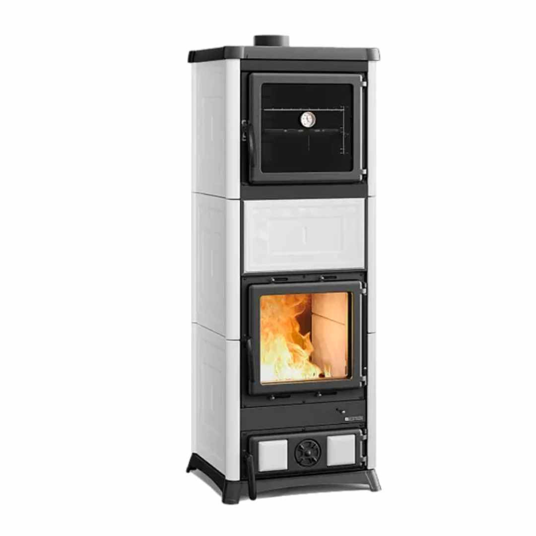 Poêle À Bois Avec Four NOVA FORNO.16 11,8 kW Blanc Vue De Face