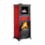 Poêle À Bois Avec Four Rossella Plus Forno.165 Ceramica Rouge Vue De Face