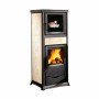 Poêle À Bois Avec Four Rossella Plus Forno.165 Ceramica Beige Vue De Face