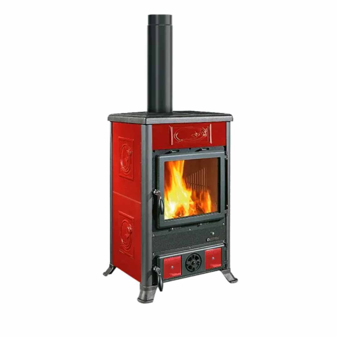 Poêle À Bois Rossella R1.16 Ceramica 9 kW Rouge Vue De Face