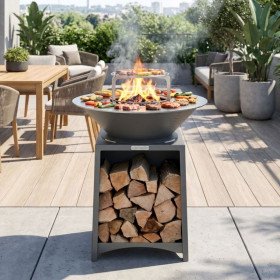 Brasero Brasinox Fiesta ⌀75 cm en acier avec plaque en Inox