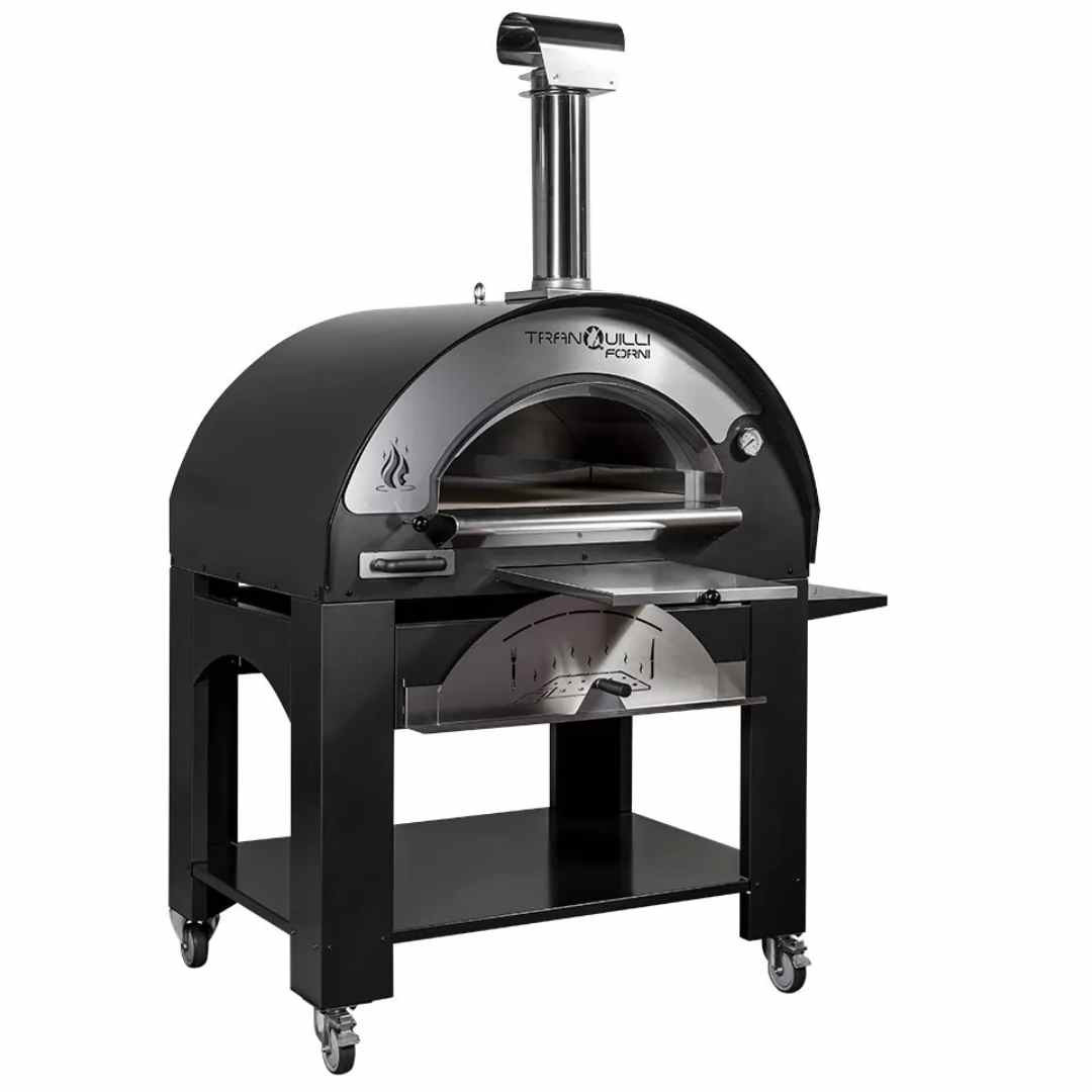 Four À Pizza Au Bois Arde Maxi Sur Support Avec Cheminée Vue 3/4