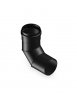 Coude 90 degrés en acier peint noir, diamètre 80 mm, pour installations de chauffage et plomberie, design robuste et élégant.