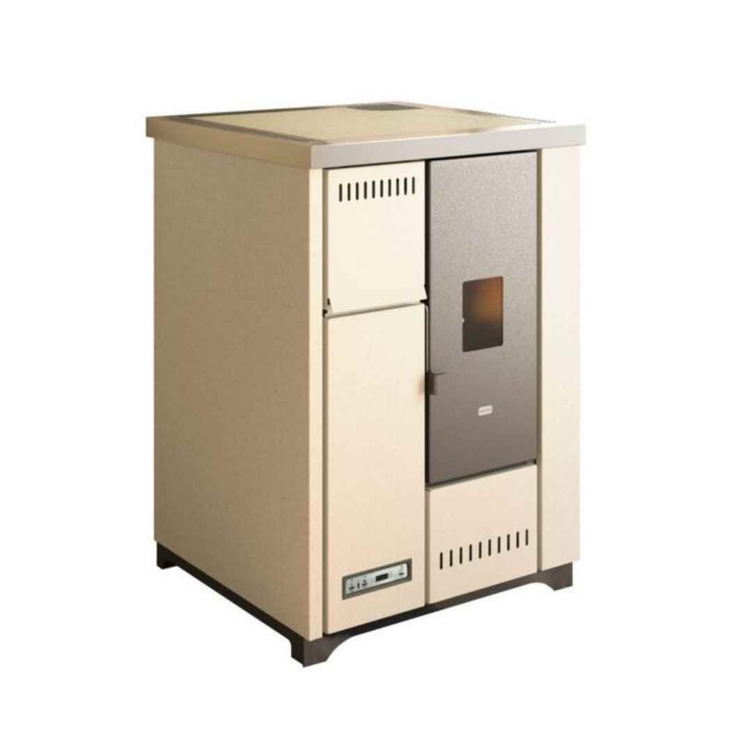 Cuisinière À Pellets Lea 7,2 kW Beige Compacte Vue 3/4