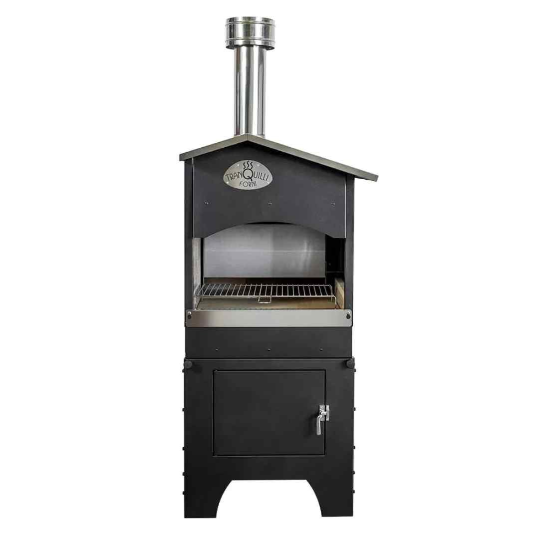 Barbecue à bois d'extérieur avec base roulante