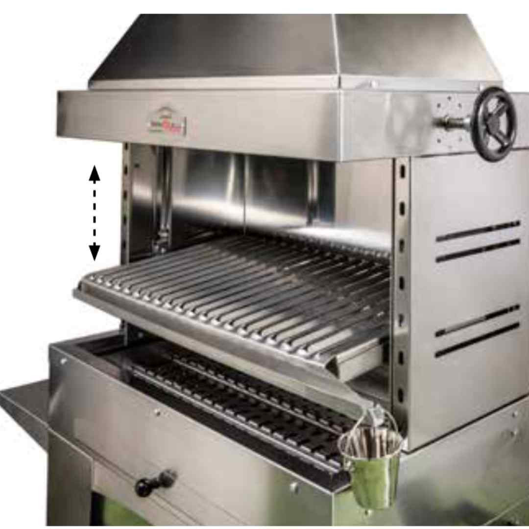 Barbecue au charbon en inox Foxy avec grille réglable en hauteur