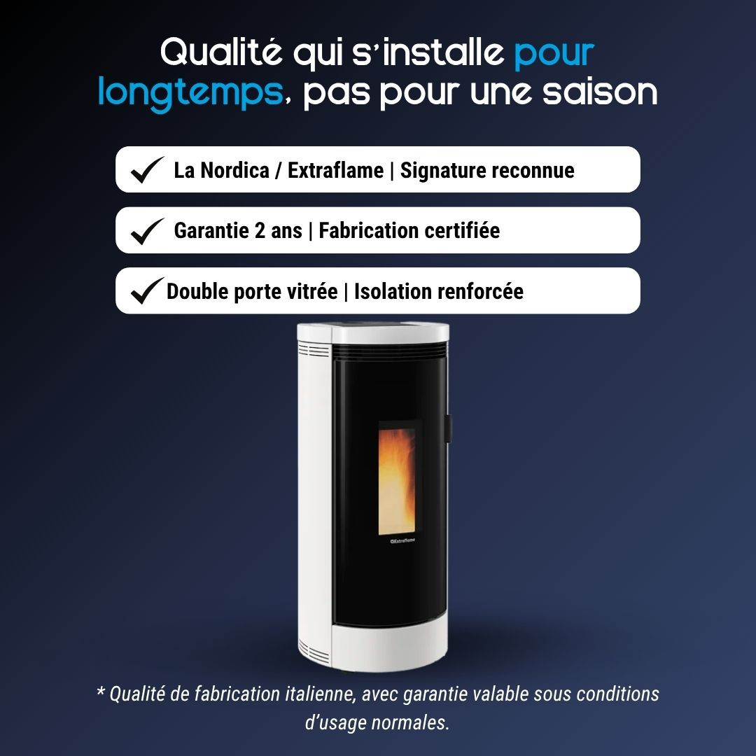 Avantages du poêle à granulés étanche Debby Evo 9 kW blanc