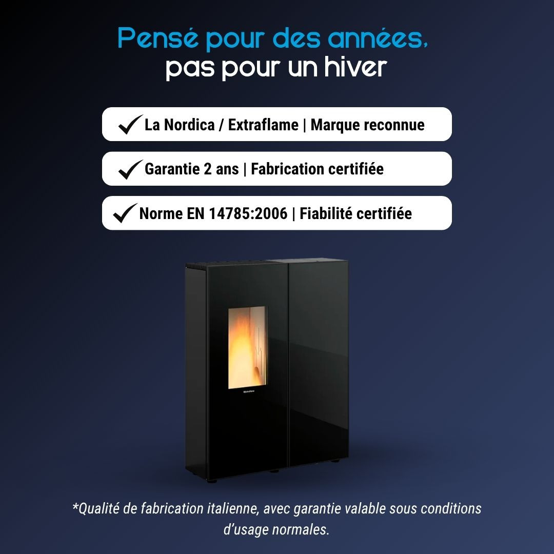Avantages du poêle à granulés extra plat Sharon Plus noir