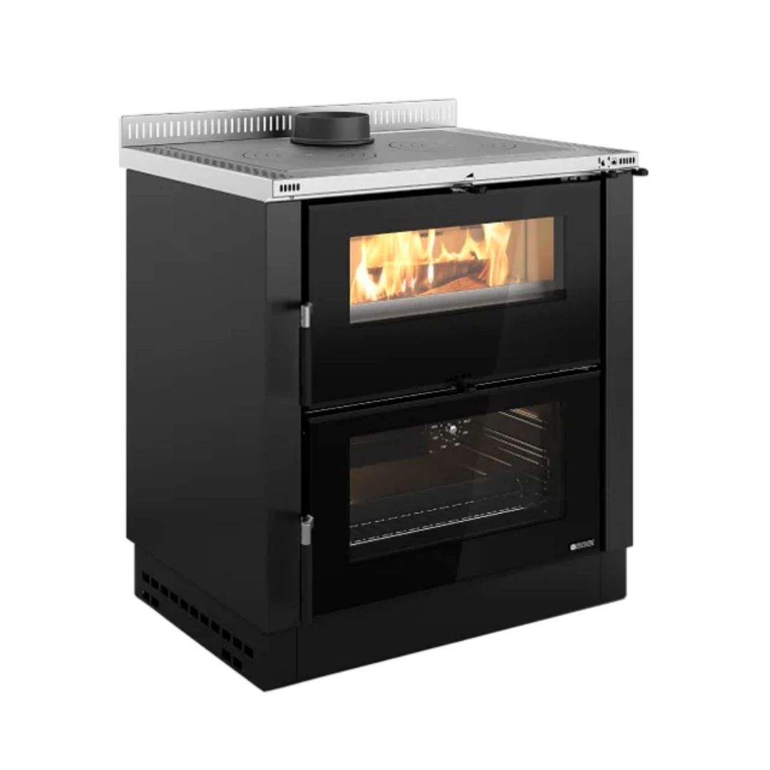 Cuisinière à bois Verona XXL.16 noir anthracite 7 kW avec four et plaque fonte