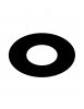 Rosace ronde noire en métal de 80 mm de diamètre, idéale pour finitions de plomberie ou d'installations de tuyauterie.
