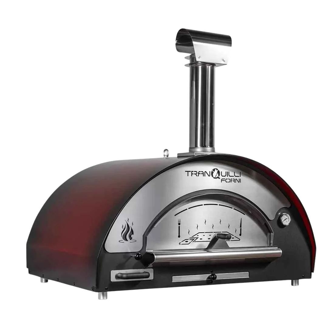 Four à pizza au bois Arde Maxi finition rouge sur fond blanc