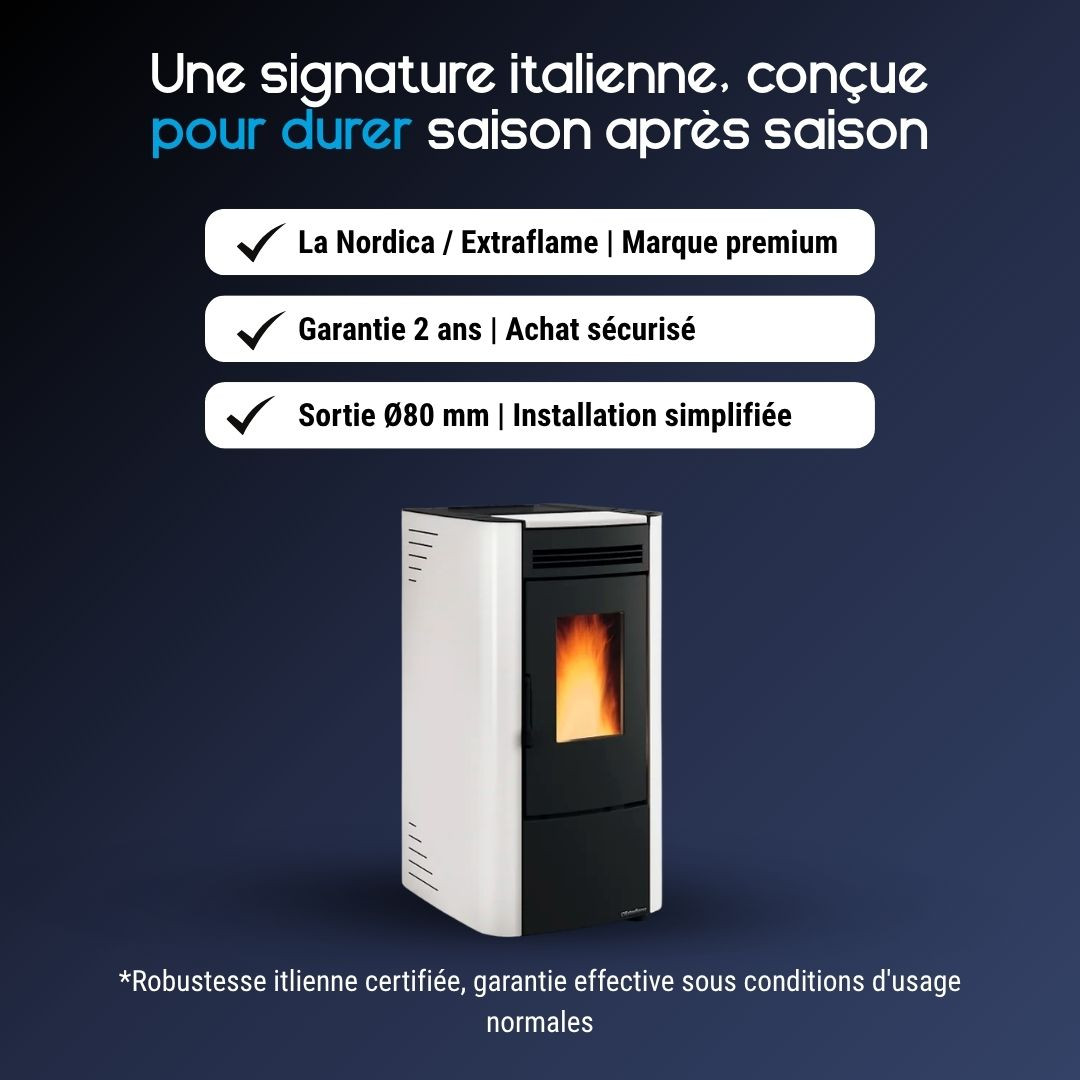 Poêle à granulés KETTY 5.0 ivoire La Nordica Extraflame garantie 2 ans