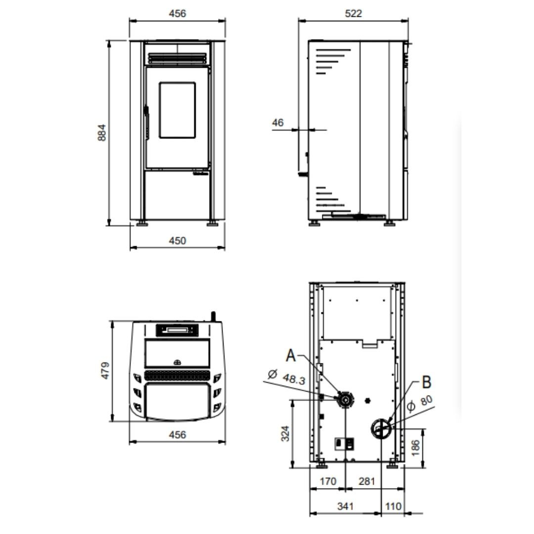 Poêle à Granulés Ventilé KETTY 5.0 6,5 kW | Efficacité et Design