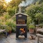 Barbecue à bois d'extérieur avec base roulante
