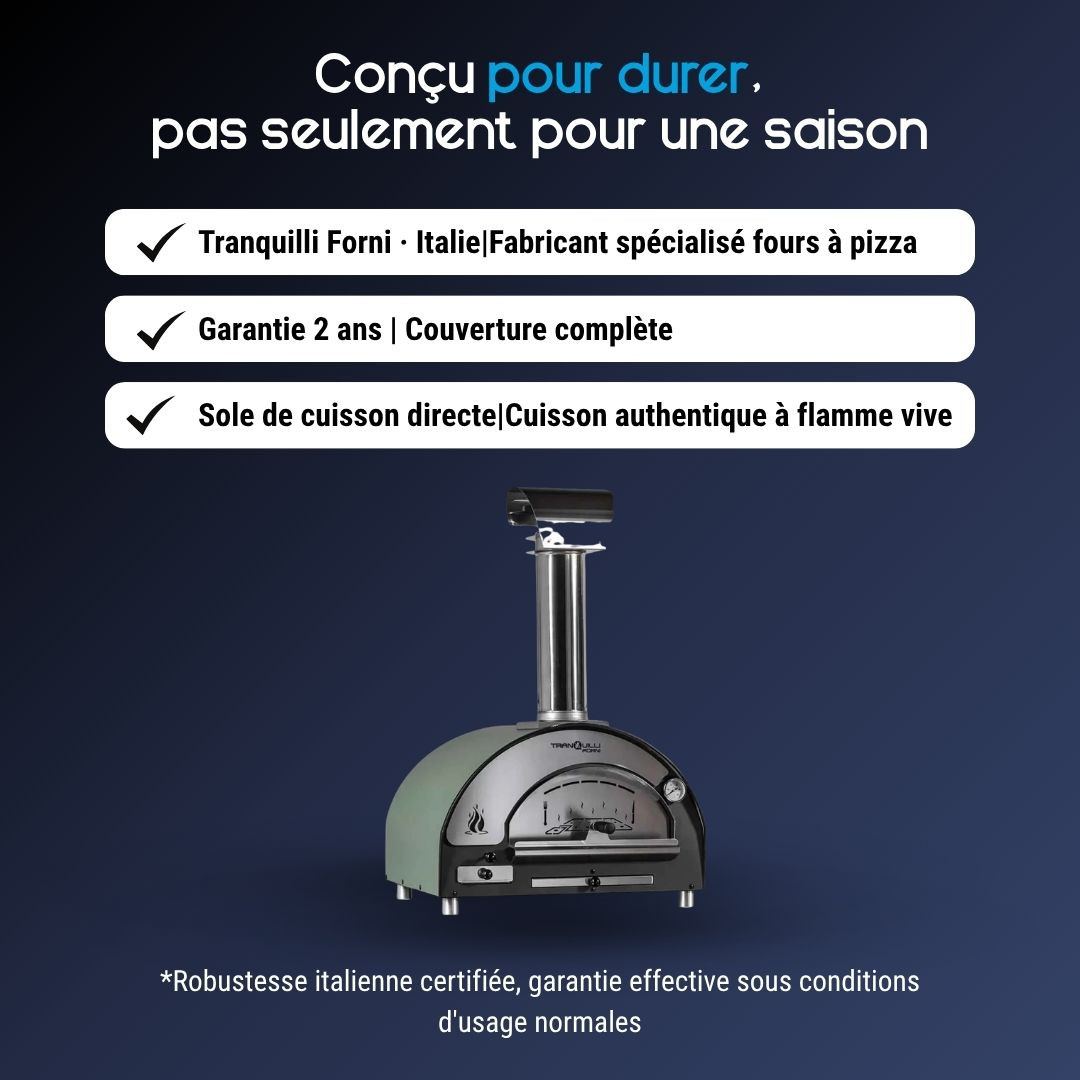 Avantages du four à pizza bois Tranquilli Forni Arde Baby vert
