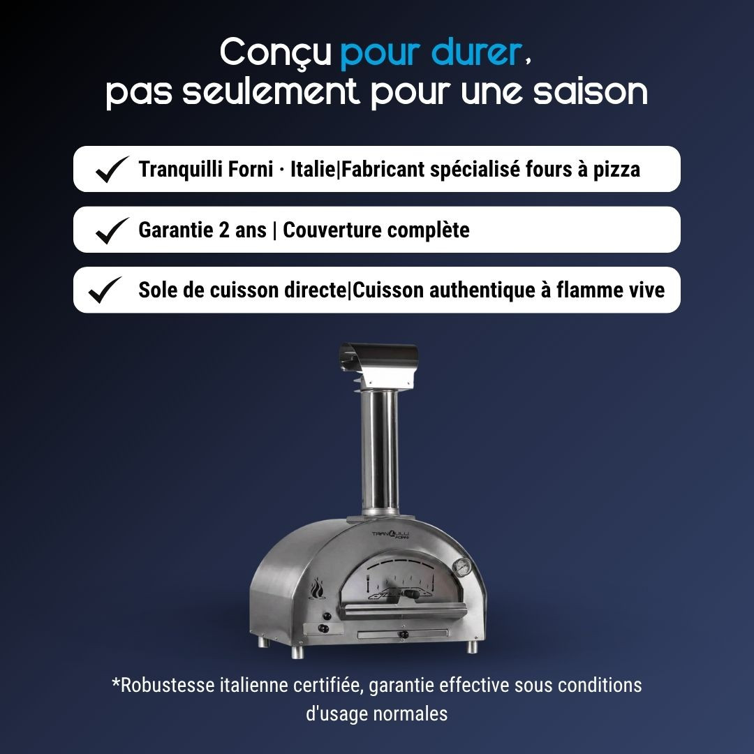 Avantages du four à pizza bois Tranquilli Forni Arde Baby finition inox
