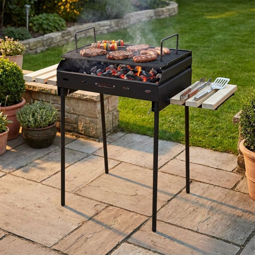 Barbecue au charbon de bois portable Grill M utilisé sur une terrasse