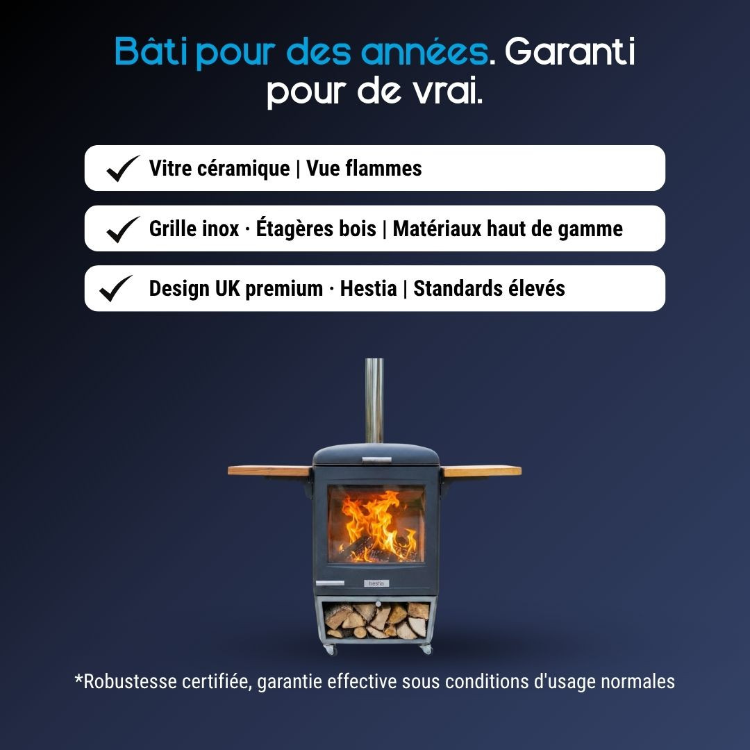 Barbecue Hestia 600 conçu avec vitre céramique, grille en inox et matériaux robustes garantis pour durer
