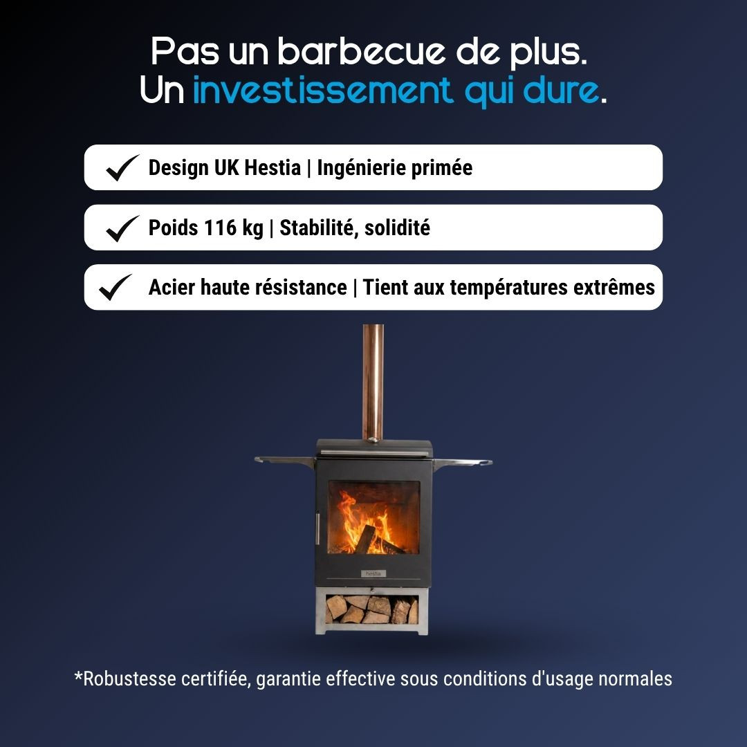 Barbecue Hestia 300 en acier haute résistance avec design britannique, structure stable et finition robuste