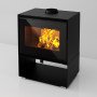 Poêle à bois Mélèze 10,8 kW Linea VZ noir avec grande vitre et feu apparent