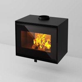 Insert à bois Ares 10,8 kW Linea VZ noir avec grande vitre et feu apparent